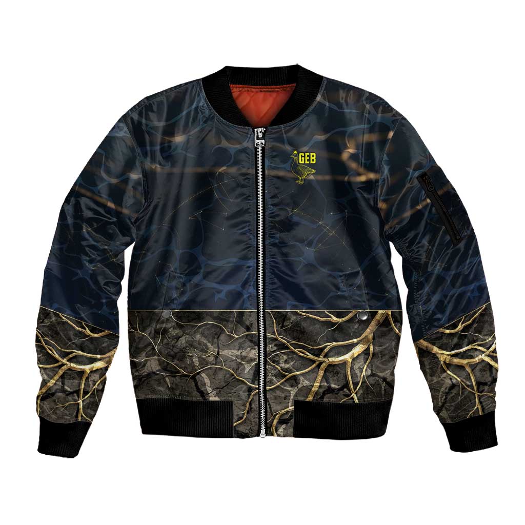 Geb Sleeve Zip Bomber Jacket Ancient Egyptian Cracked Earth and Wheat Illustration Egyptian Earth God - African Pride