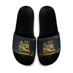 Geb Slide Sandals Ancient Egyptian Cracked Earth and Wheat Illustration Egyptian Earth God - African Pride
