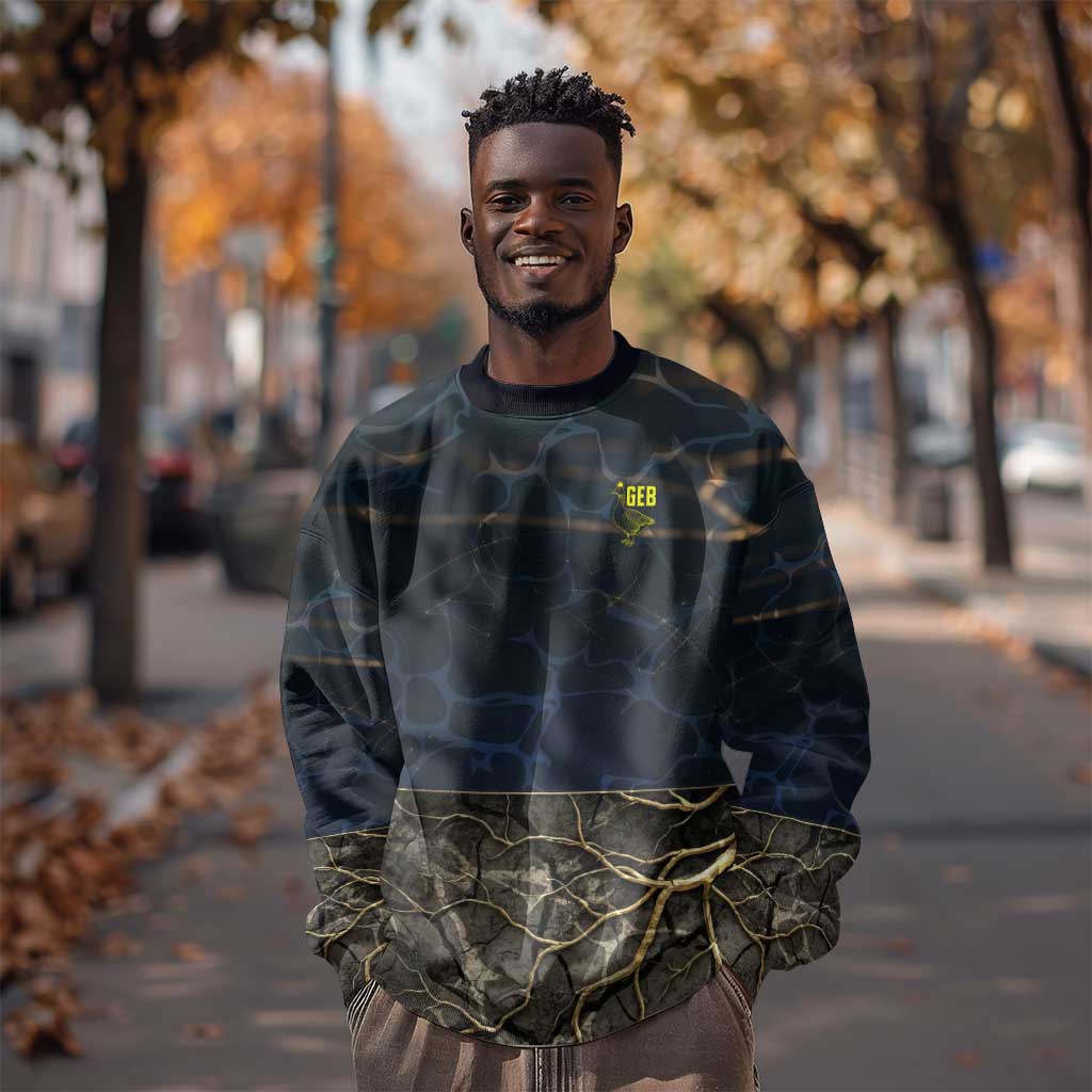 Geb Sweatshirt Ancient Egyptian Cracked Earth and Wheat Illustration Egyptian Earth God - African Pride