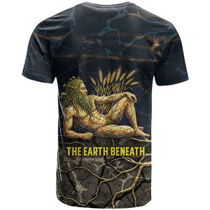 Geb T shirt Ancient Egyptian Cracked Earth and Wheat Illustration Egyptian Earth God - African Pride