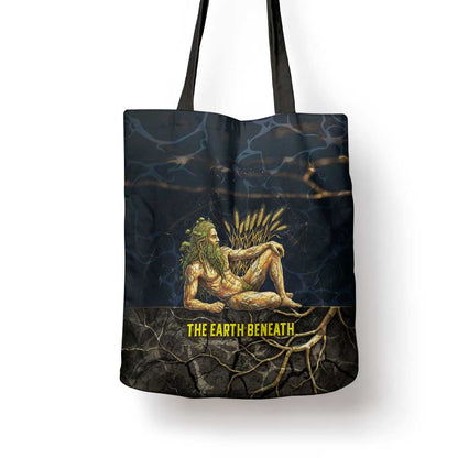 Geb Tote Bag Ancient Egyptian Cracked Earth and Wheat Illustration Egyptian Earth God - African Pride