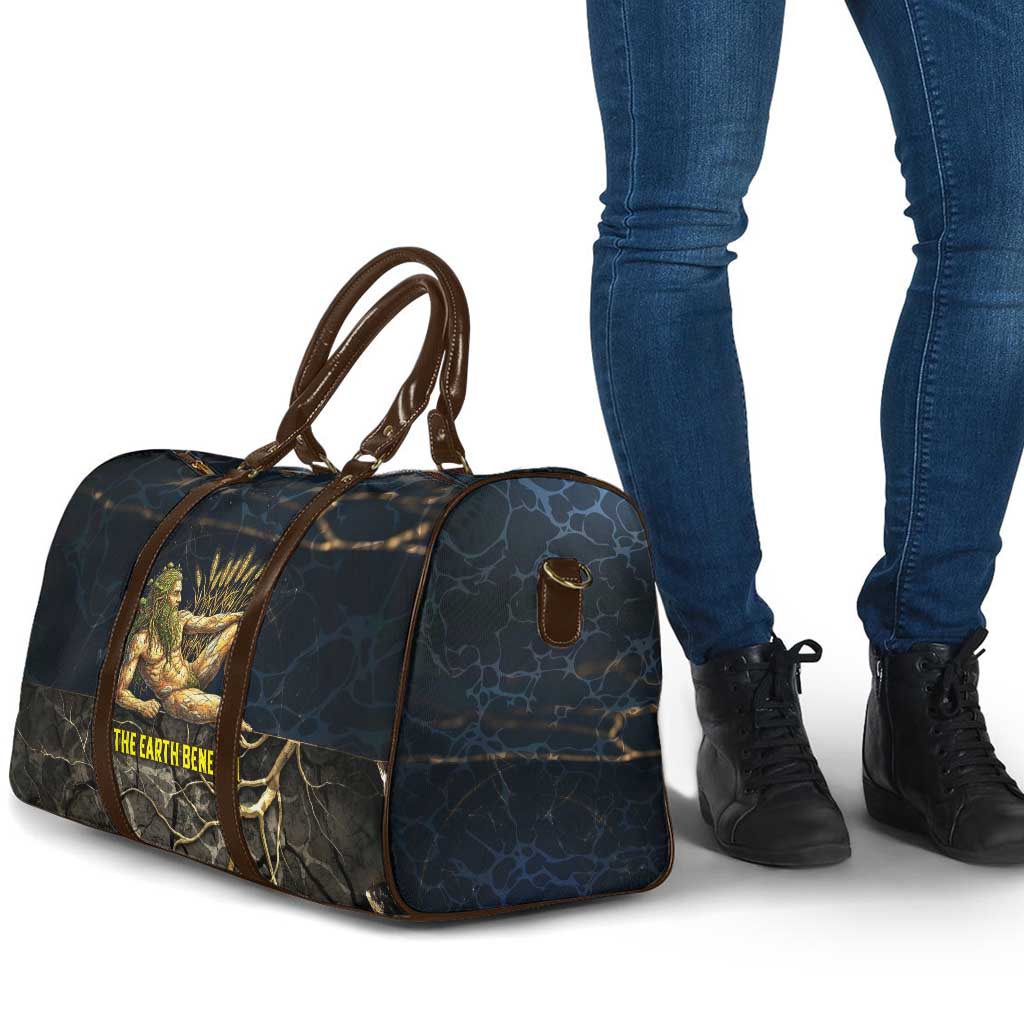 Geb Travel Bag Ancient Egyptian Cracked Earth and Wheat Illustration Egyptian Earth God - African Pride