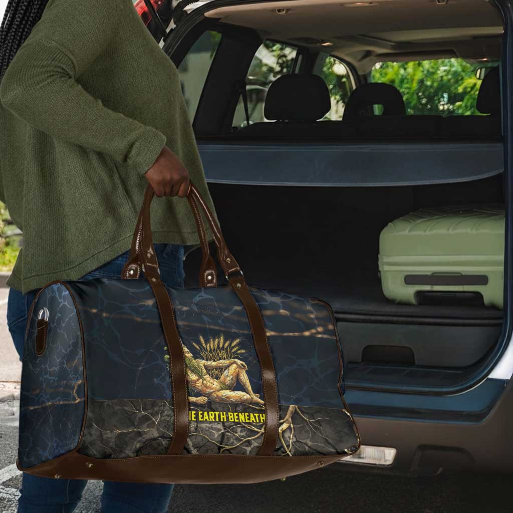 Geb Travel Bag Ancient Egyptian Cracked Earth and Wheat Illustration Egyptian Earth God - African Pride
