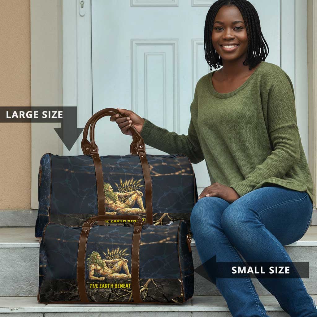 Geb Travel Bag Ancient Egyptian Cracked Earth and Wheat Illustration Egyptian Earth God - African Pride