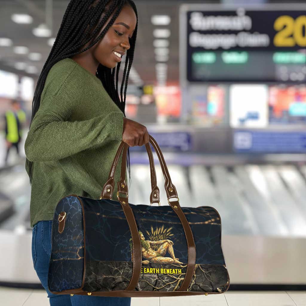 Geb Travel Bag Ancient Egyptian Cracked Earth and Wheat Illustration Egyptian Earth God - African Pride