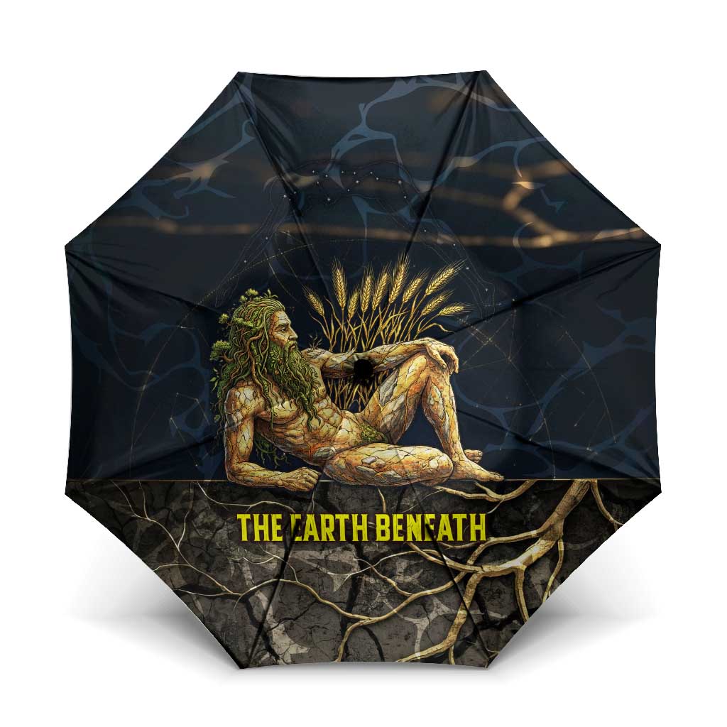 Geb Umbrella Ancient Egyptian Cracked Earth and Wheat Illustration Egyptian Earth God - African Pride