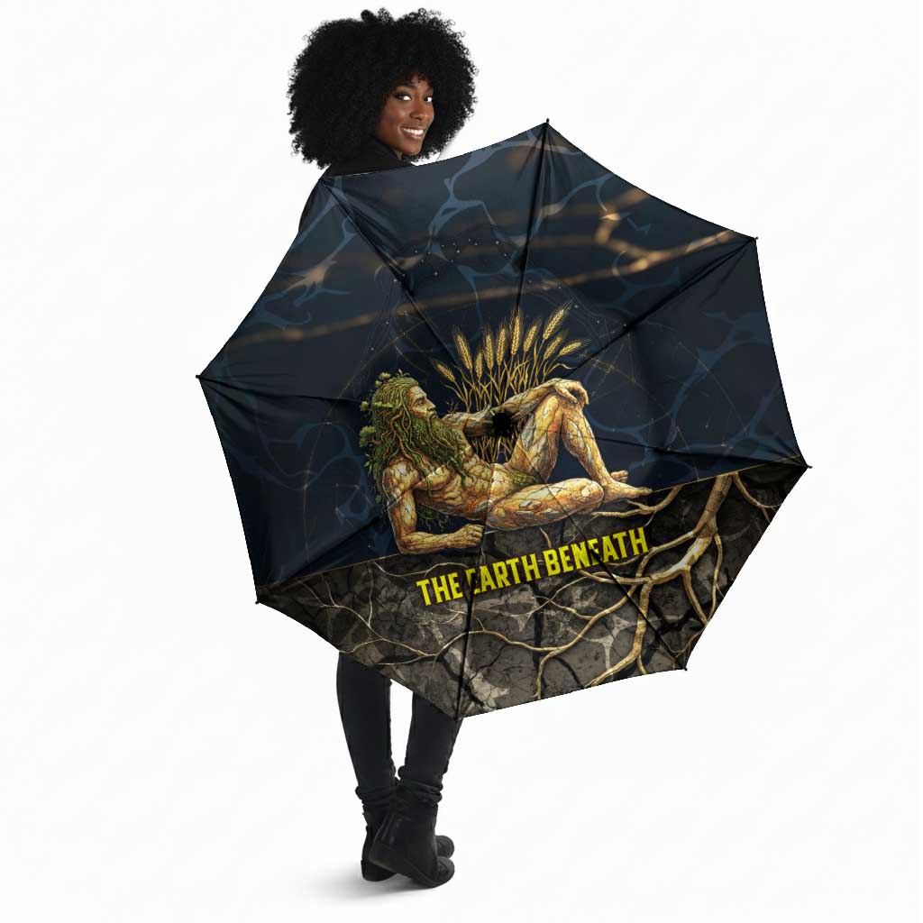 Geb Umbrella Ancient Egyptian Cracked Earth and Wheat Illustration Egyptian Earth God - African Pride