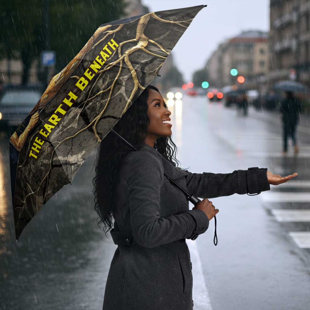 Geb Umbrella Ancient Egyptian Cracked Earth and Wheat Illustration Egyptian Earth God - African Pride