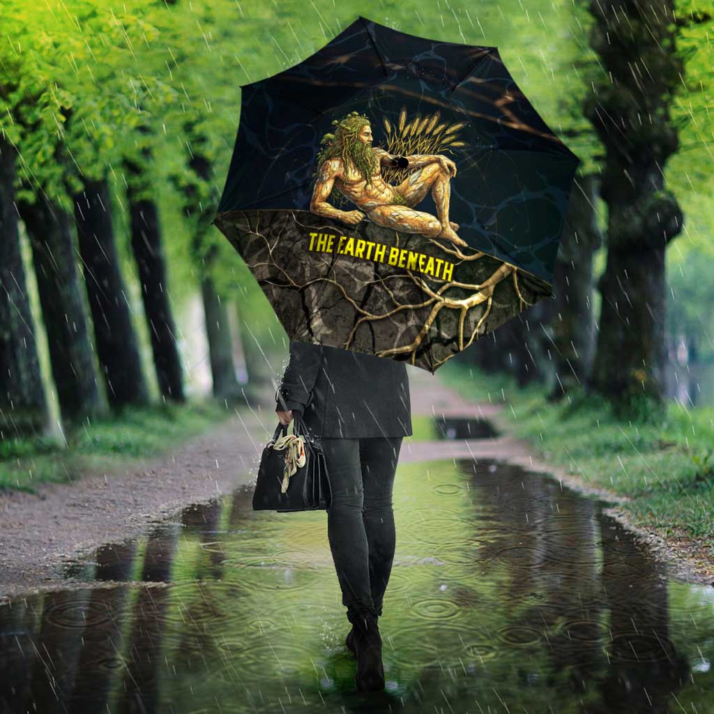 Geb Umbrella Ancient Egyptian Cracked Earth and Wheat Illustration Egyptian Earth God - African Pride