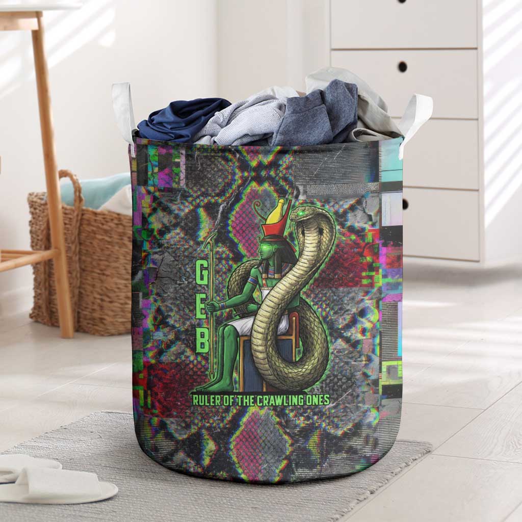 Geb Ancient Egyptian Laundry Basket with Serpent Throne and Snake Skin Texture Egyptian Earth God Tribute - African Pride