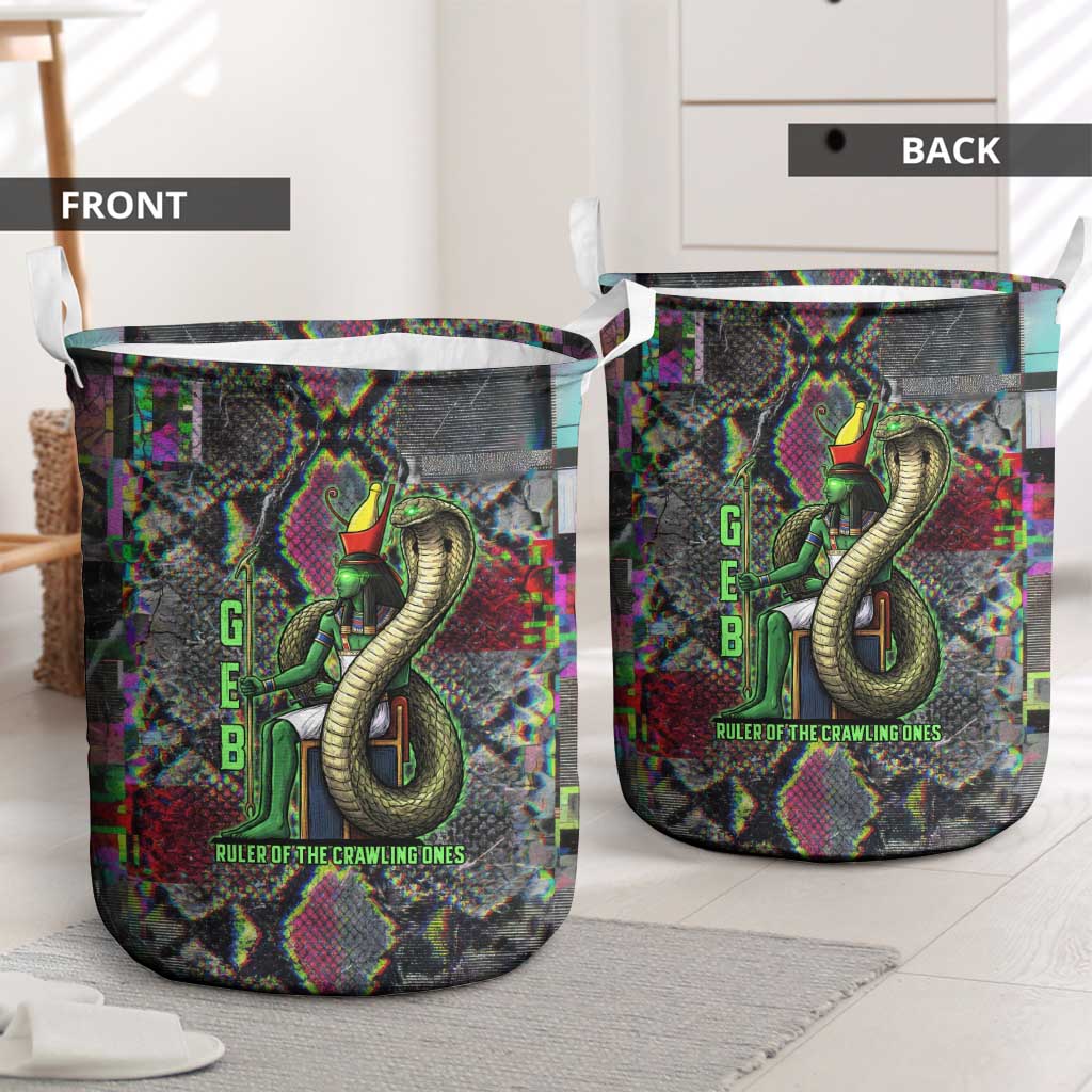 Geb Ancient Egyptian Laundry Basket with Serpent Throne and Snake Skin Texture Egyptian Earth God Tribute - African Pride