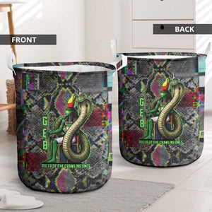 Geb Ancient Egyptian Laundry Basket with Serpent Throne and Snake Skin Texture Egyptian Earth God Tribute - African Pride