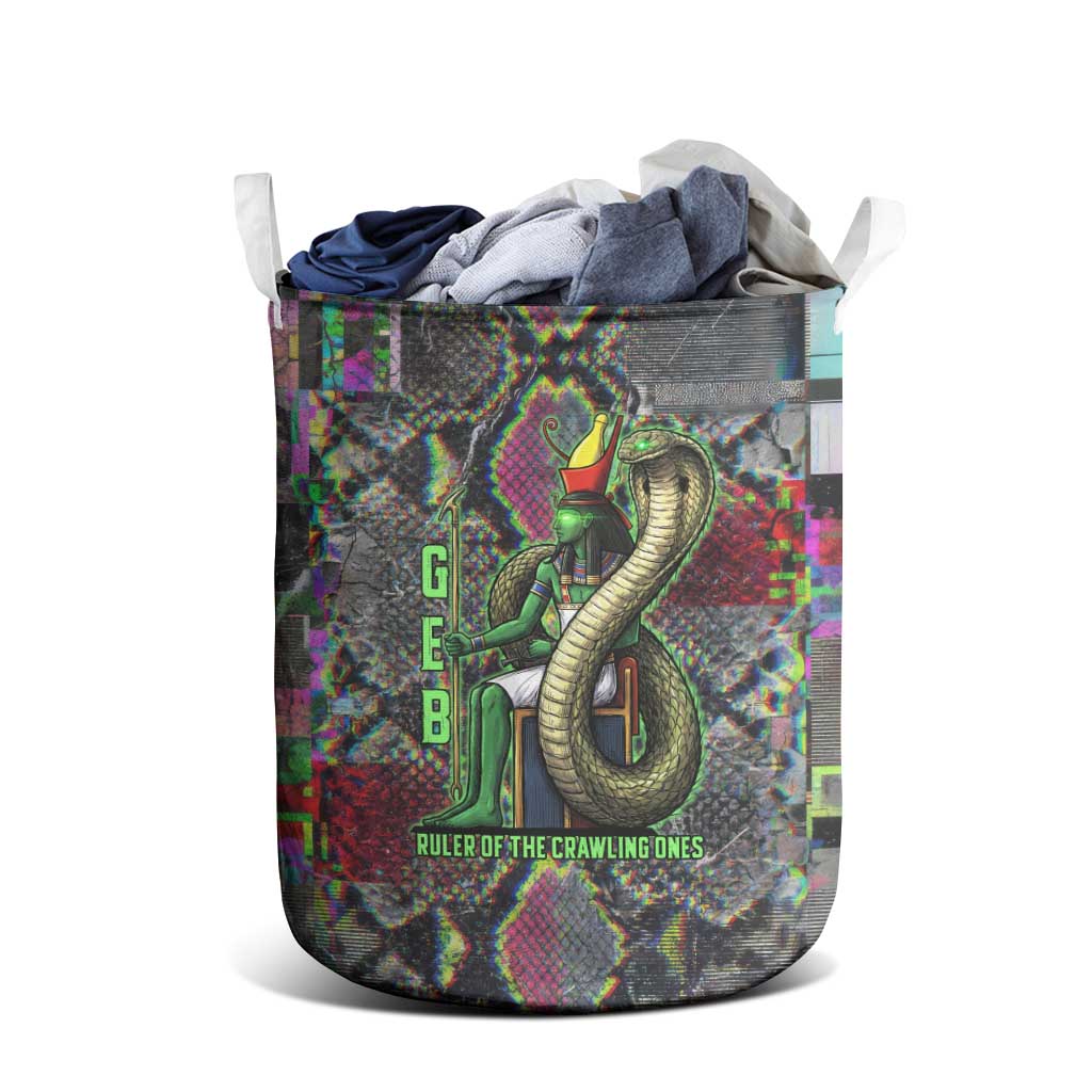 Geb Ancient Egyptian Laundry Basket with Serpent Throne and Snake Skin Texture Egyptian Earth God Tribute - African Pride