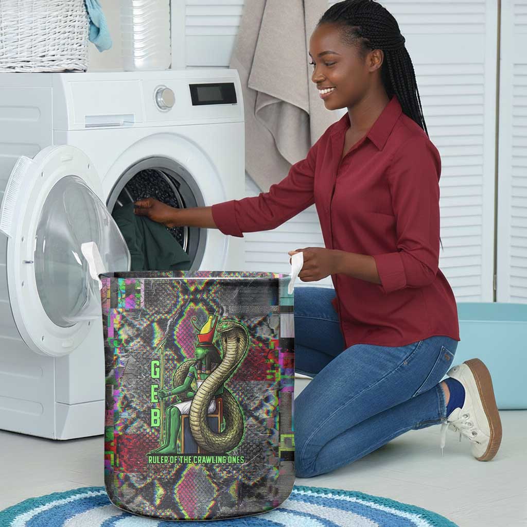 Geb Ancient Egyptian Laundry Basket with Serpent Throne and Snake Skin Texture Egyptian Earth God Tribute - African Pride