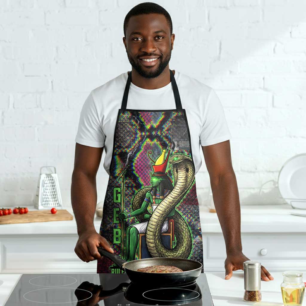 Geb Ancient Egyptian Apron with Serpent Throne and Snake Skin Texture Egyptian Earth God Tribute - African Pride