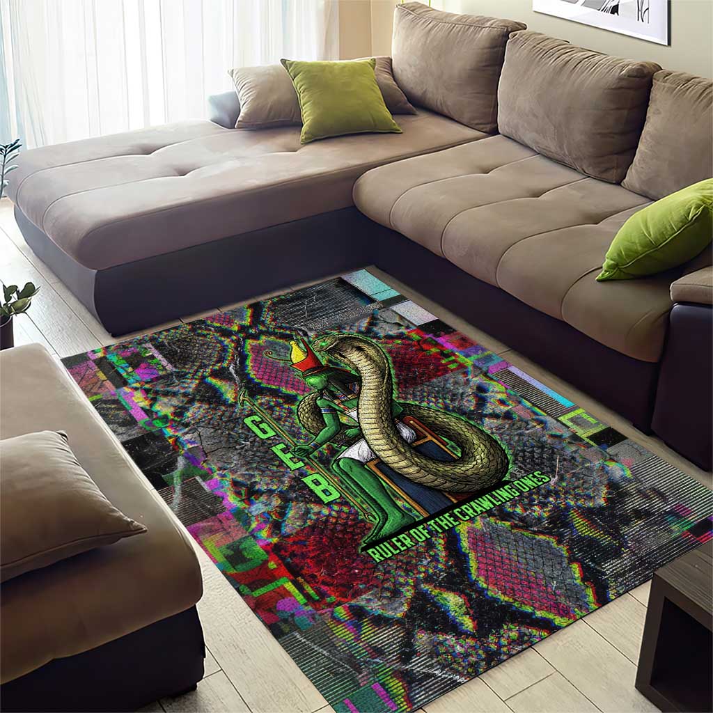 Geb Ancient Egyptian Area Rug with Serpent Throne and Snake Skin Texture Egyptian Earth God Tribute - African Pride