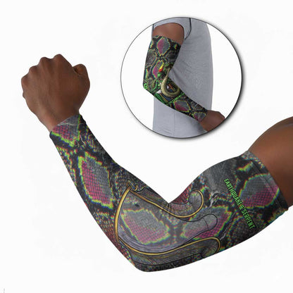 Geb Ancient Egyptian Arm Sleeves with Serpent Throne and Snake Skin Texture Egyptian Earth God Tribute - African Pride