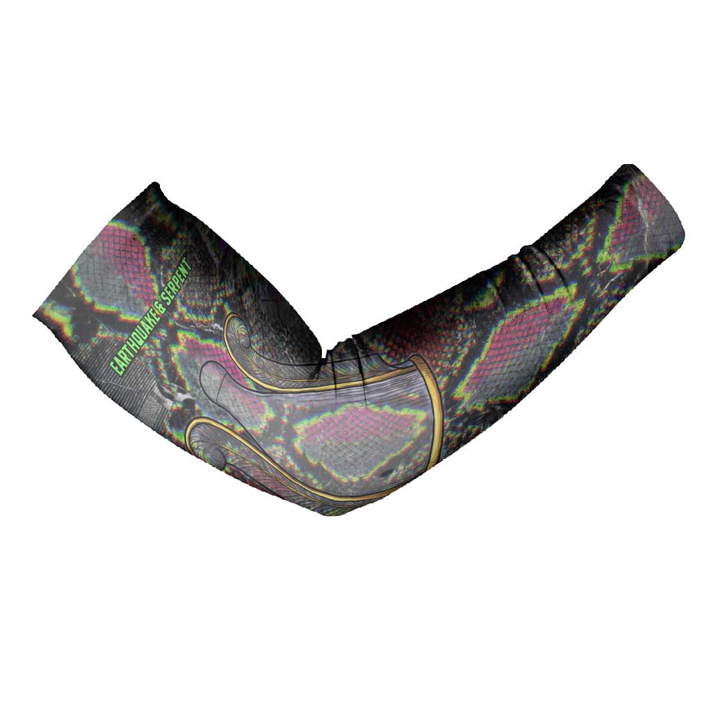 Geb Ancient Egyptian Arm Sleeves with Serpent Throne and Snake Skin Texture Egyptian Earth God Tribute - African Pride