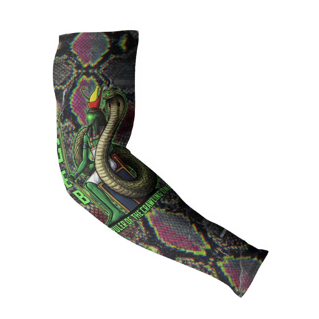 Geb Ancient Egyptian Arm Sleeves with Serpent Throne and Snake Skin Texture Egyptian Earth God Tribute - African Pride