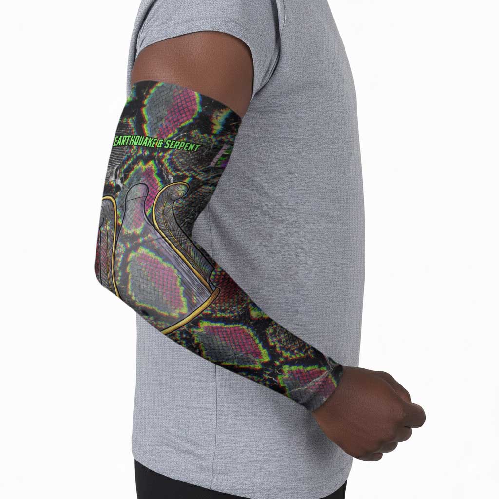 Geb Ancient Egyptian Arm Sleeves with Serpent Throne and Snake Skin Texture Egyptian Earth God Tribute - African Pride