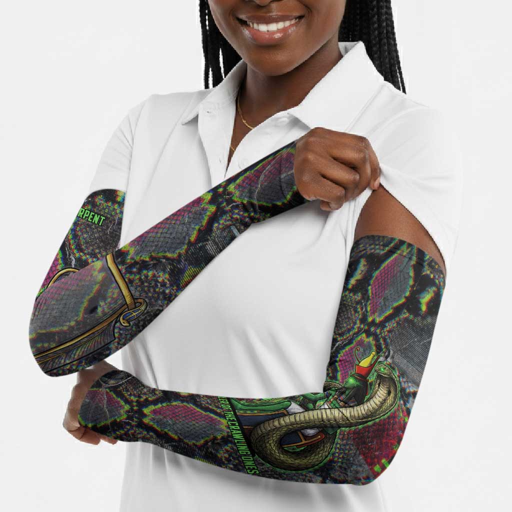 Geb Ancient Egyptian Arm Sleeves with Serpent Throne and Snake Skin Texture Egyptian Earth God Tribute - African Pride
