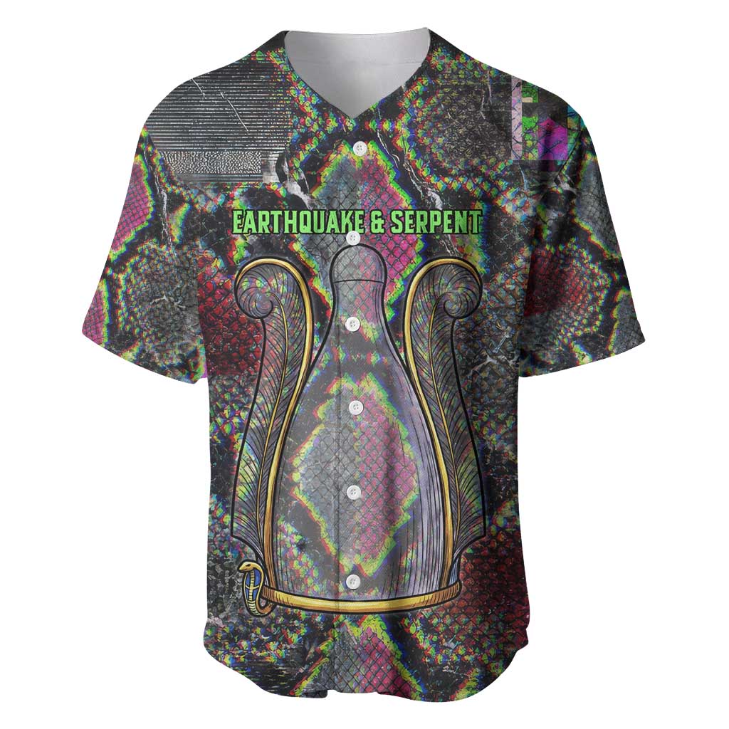 Geb Ancient Egyptian Baseball Jersey with Serpent Throne and Snake Skin Texture Egyptian Earth God Tribute - African Pride