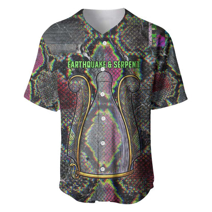 Geb Ancient Egyptian Baseball Jersey with Serpent Throne and Snake Skin Texture Egyptian Earth God Tribute - African Pride