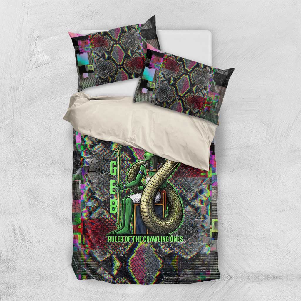 Geb Ancient Egyptian Bedding Set with Serpent Throne and Snake Skin Texture Egyptian Earth God Tribute - African Pride