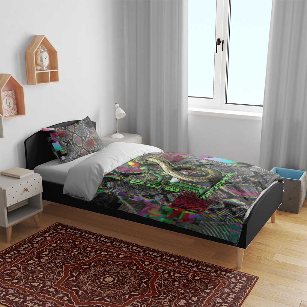 Geb Ancient Egyptian Bedding Set with Serpent Throne and Snake Skin Texture Egyptian Earth God Tribute - African Pride