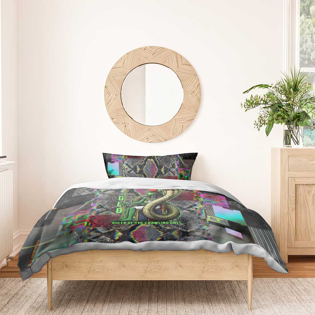 Geb Ancient Egyptian Bedding Set with Serpent Throne and Snake Skin Texture Egyptian Earth God Tribute - African Pride