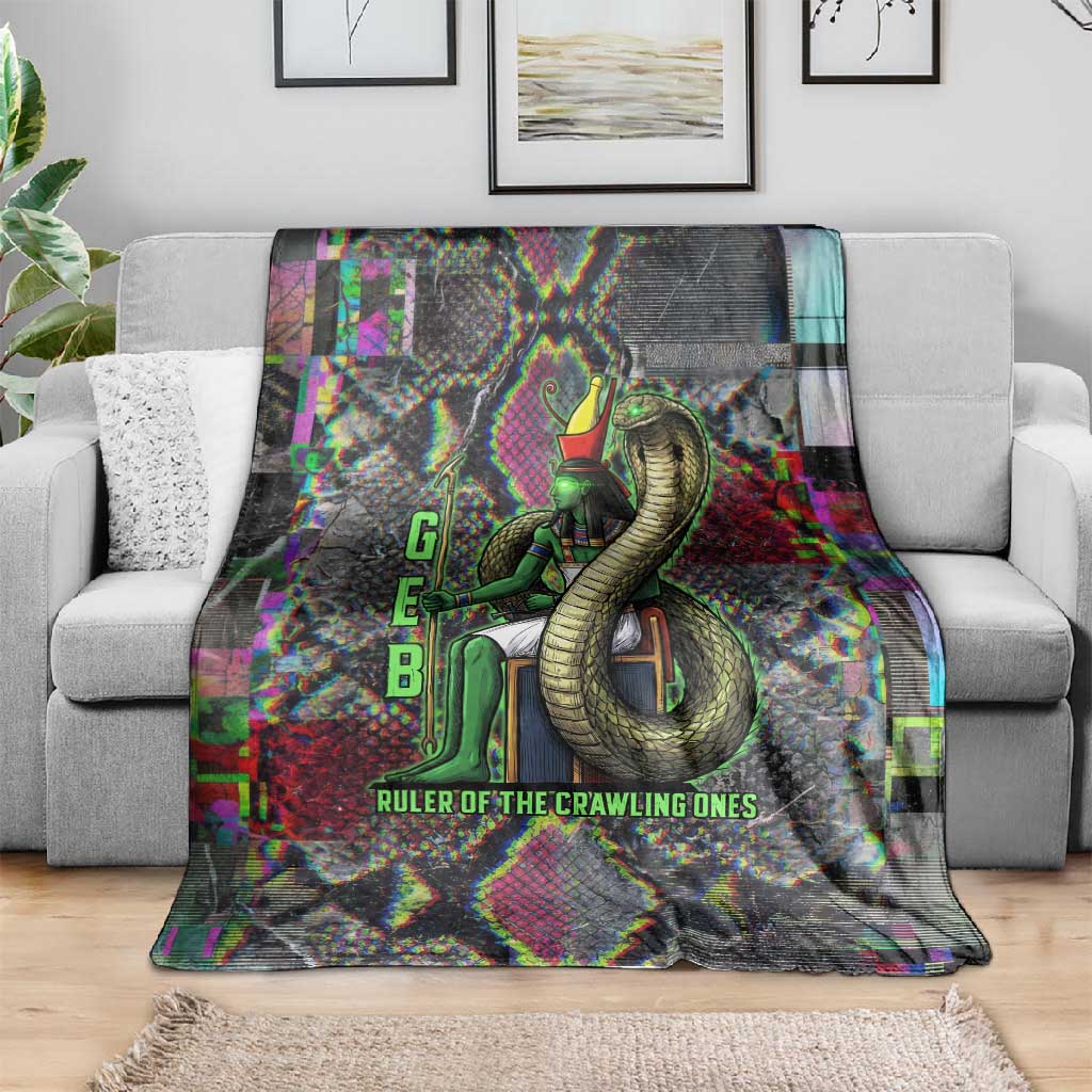 Geb Ancient Egyptian Blanket with Serpent Throne and Snake Skin Texture Egyptian Earth God Tribute - African Pride