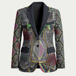Geb Ancient Egyptian Blazer with Serpent Throne and Snake Skin Texture Egyptian Earth God Tribute - African Pride