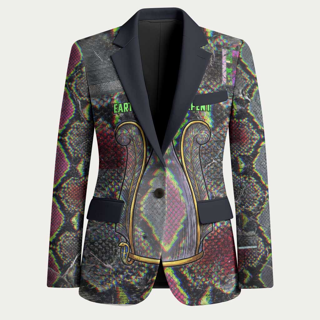 Geb Ancient Egyptian Blazer with Serpent Throne and Snake Skin Texture Egyptian Earth God Tribute - African Pride