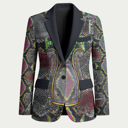 Geb Ancient Egyptian Blazer with Serpent Throne and Snake Skin Texture Egyptian Earth God Tribute - African Pride