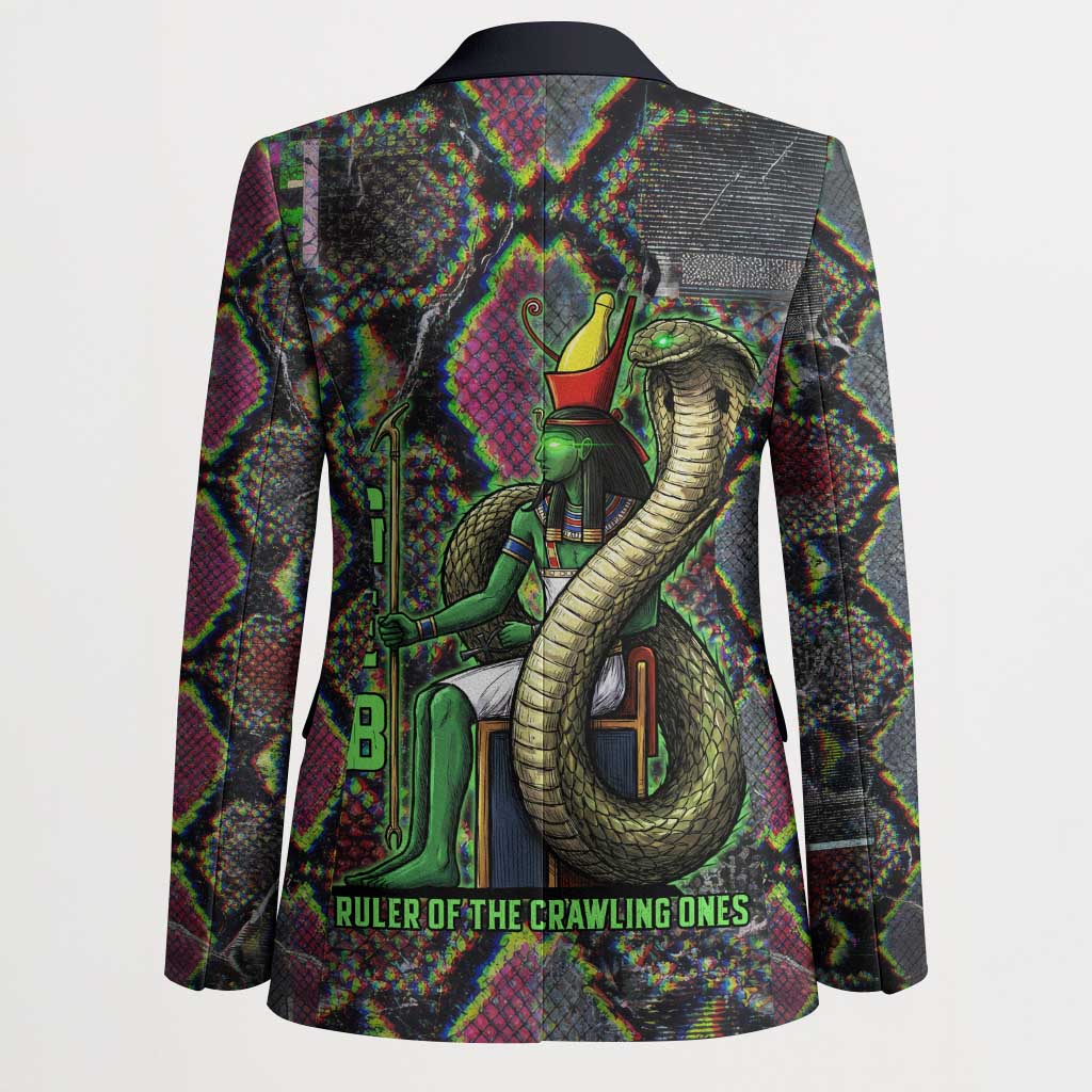 Geb Ancient Egyptian Blazer with Serpent Throne and Snake Skin Texture Egyptian Earth God Tribute - African Pride