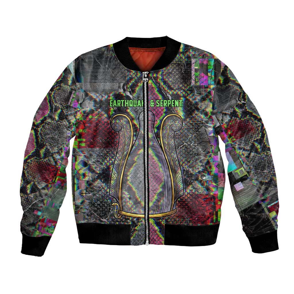 Geb Ancient Egyptian Bomber Jacket with Serpent Throne and Snake Skin Texture Egyptian Earth God Tribute - African Pride