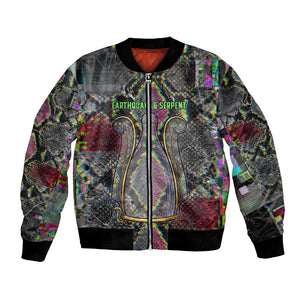Geb Ancient Egyptian Bomber Jacket with Serpent Throne and Snake Skin Texture Egyptian Earth God Tribute - African Pride