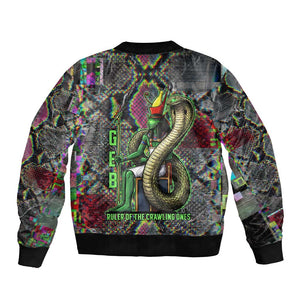 Geb Ancient Egyptian Bomber Jacket with Serpent Throne and Snake Skin Texture Egyptian Earth God Tribute - African Pride