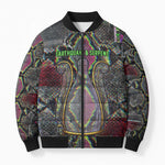 Geb Ancient Egyptian Bomber Puffer Jacket with Serpent Throne and Snake Skin Texture Egyptian Earth God Tribute - African Pride