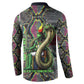 Geb Ancient Egyptian Button Sweatshirt with Serpent Throne and Snake Skin Texture Egyptian Earth God Tribute