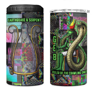 Geb Ancient Egyptian 4 in 1 Can Cooler Tumbler with Serpent Throne and Snake Skin Texture Egyptian Earth God Tribute - African Pride