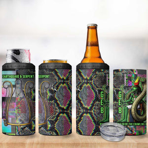 Geb Ancient Egyptian 4 in 1 Can Cooler Tumbler with Serpent Throne and Snake Skin Texture Egyptian Earth God Tribute - African Pride