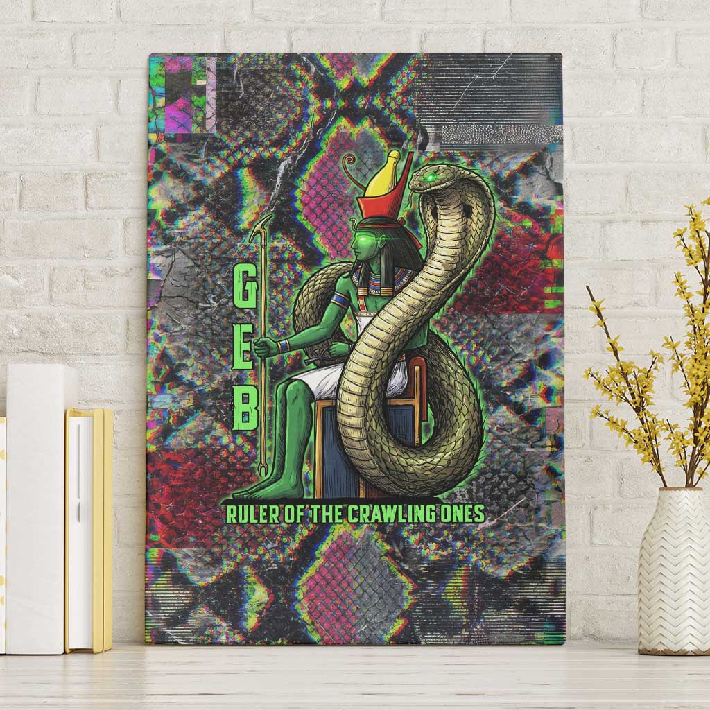 Geb Ancient Egyptian Canvas Wall Art with Serpent Throne and Snake Skin Texture Egyptian Earth God Tribute - African Pride