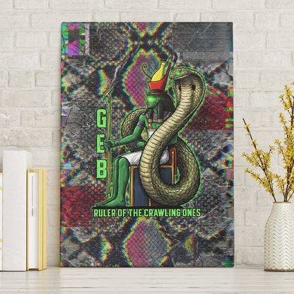 Geb Ancient Egyptian Canvas Wall Art with Serpent Throne and Snake Skin Texture Egyptian Earth God Tribute - African Pride