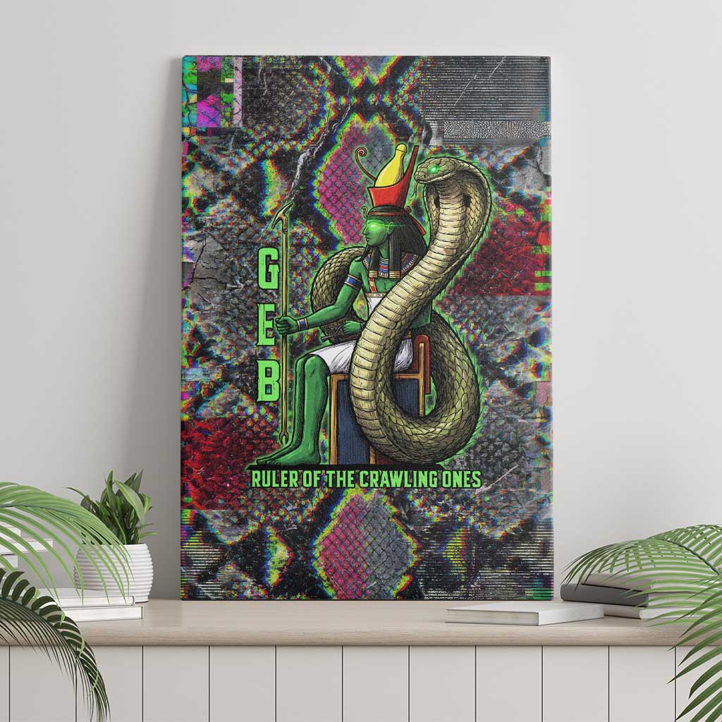 Geb Ancient Egyptian Canvas Wall Art with Serpent Throne and Snake Skin Texture Egyptian Earth God Tribute - African Pride
