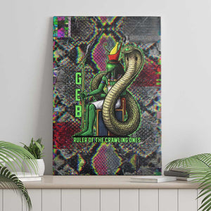 Geb Ancient Egyptian Canvas Wall Art with Serpent Throne and Snake Skin Texture Egyptian Earth God Tribute - African Pride
