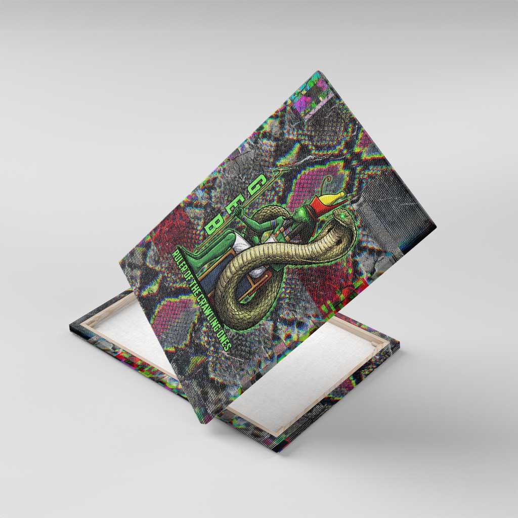 Geb Ancient Egyptian Canvas Wall Art with Serpent Throne and Snake Skin Texture Egyptian Earth God Tribute - African Pride