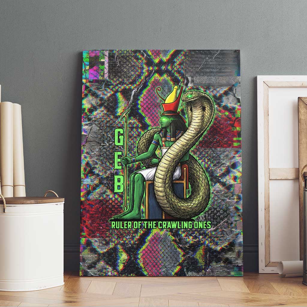 Geb Ancient Egyptian Canvas Wall Art with Serpent Throne and Snake Skin Texture Egyptian Earth God Tribute - African Pride