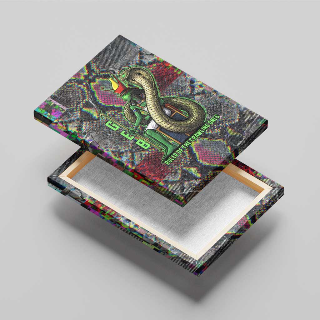Geb Ancient Egyptian Canvas Wall Art with Serpent Throne and Snake Skin Texture Egyptian Earth God Tribute - African Pride