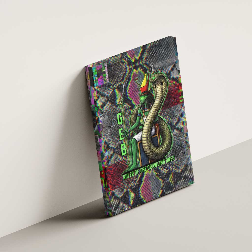 Geb Ancient Egyptian Canvas Wall Art with Serpent Throne and Snake Skin Texture Egyptian Earth God Tribute - African Pride